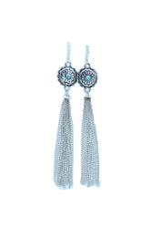 Women Earrings Set Fashion Jewelry Long Silver Metal Tassel Chains Flower Charm